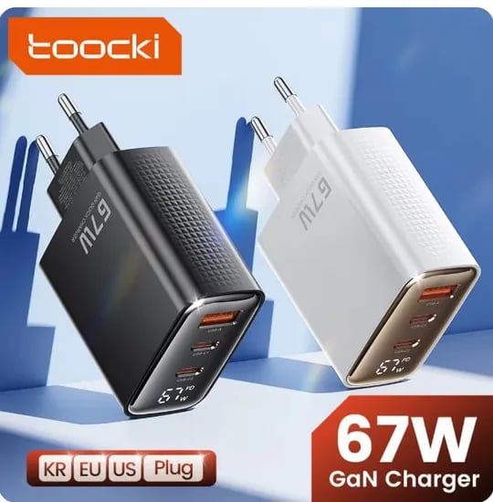 Toocki 67W GaN 충전기 디지털 디스플레이($6.56/무료)