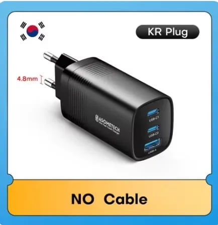 ASOMETECH GaN USB 유형 C 충전기 65W ($8.74/무료)