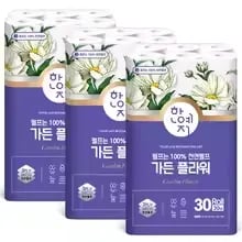 한예지 천연펄프 화장지 3겹 30M 30롤 3팩, 클리어 뽑아쓰는 키친타올 3겹 100매 9팩