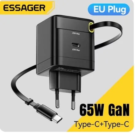 Essager 65W GaN 충전기(개폐식 케이블 포함)