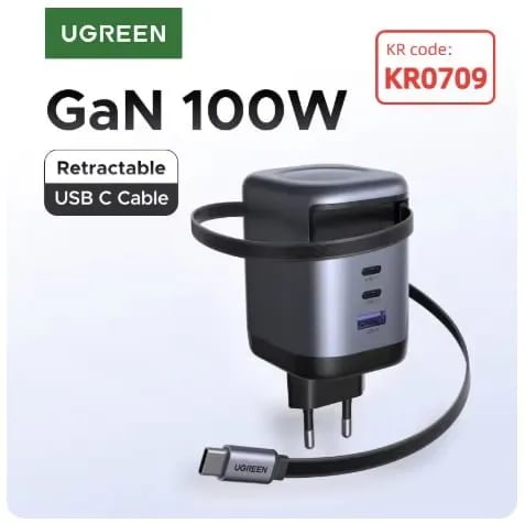 유그린 길이조절 100W GaN 고속충전기(32.59달러/무료배송)