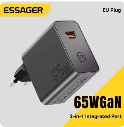 ESSAGER 65W GaN 충전기 2 in 1 포트 ($5.07/무료)