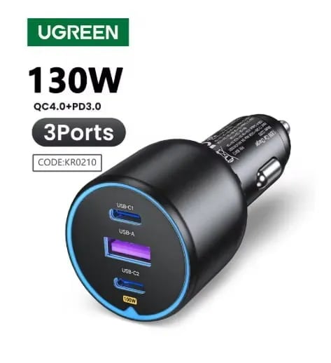 UGREEN 130W 3포트 USB C 차량용 충전기 ($11.09/무료)