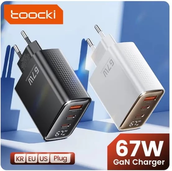 Toocki 67W GaN 충전기($7.69) Essager GaN USB 유형 C 충전기 45W 67W($6/$9)/무료