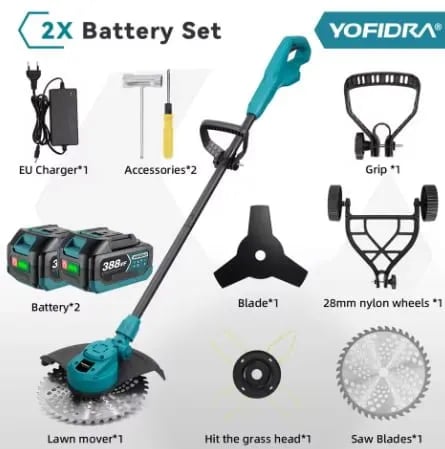 YOFIDRA 10인치 브러시리스 전기 잔디 깎는 기계 6000W 8000RPM ($43.92/무료)5