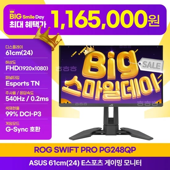 ASUS ROG SWIFT PRO PG248QP 외 ASUS모니터 특가모음 [1,165,000원/무료]