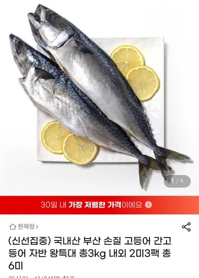 국내산 손질 고등어 왕특대 (17,030원 / 무배)