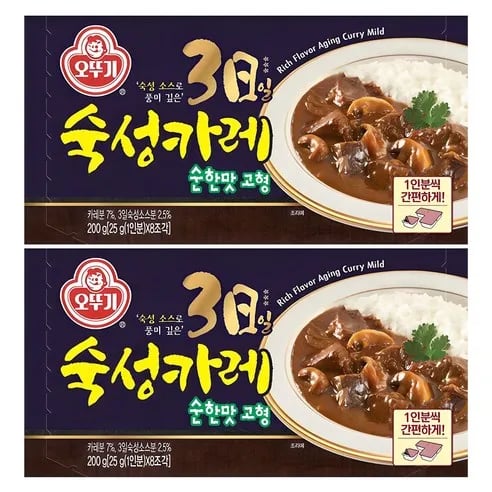 오뚜기 3일 숙성 카레 약간매운맛/순한맛 고형, 200g, 2개 (쿠폰할인)