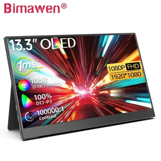 Bimawen OLED 휴대용 모니터 FHD 13.3 인치
