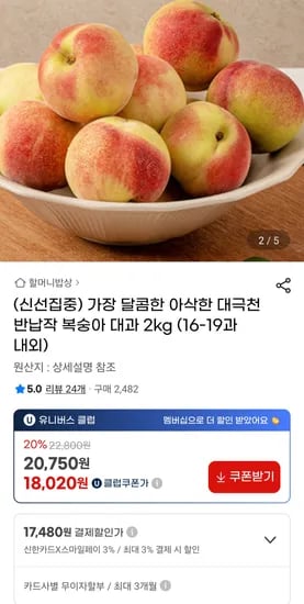 대극천 복숭아 대과 2키로