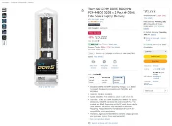 Team그룹 노트북용 DDR5 램 5600MHz 32GB x 2 Pack 64GB kit