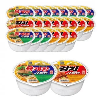 농심 육개장사발면 18입 + 김치사발면 6입 or 12+12 (카카오페이)