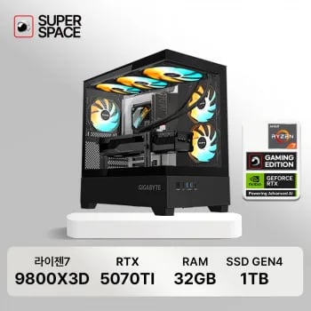 RTX5070ti GAMING 9800x3D 32GB 1TB 게이밍본체 슈퍼스페이스