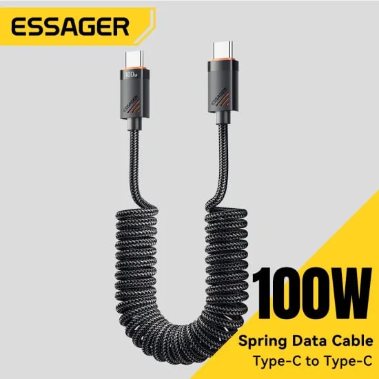 자동차 스프링 C타입 케이블 100W PD 고속 충전