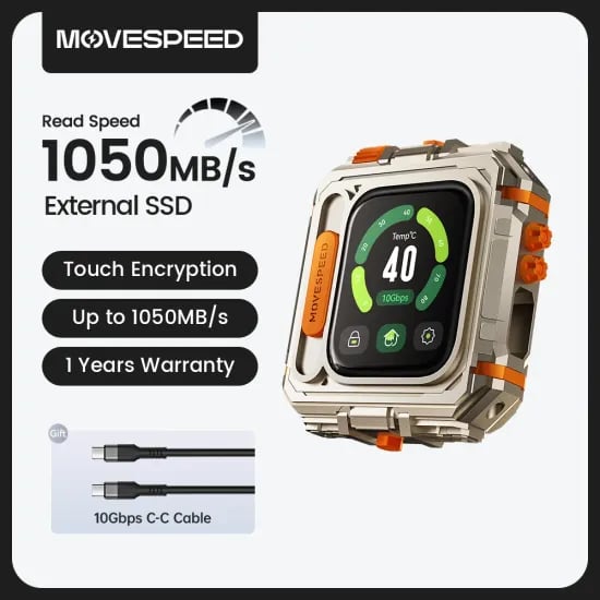 MOVESPEED 터치 패스워드 외장SSD 1TB 화이트/블랙