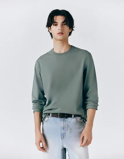 지오다노 남자 긴팔 라운드넥 티셔츠