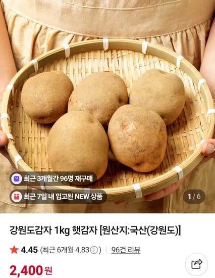 강원도 햇감자 1kg