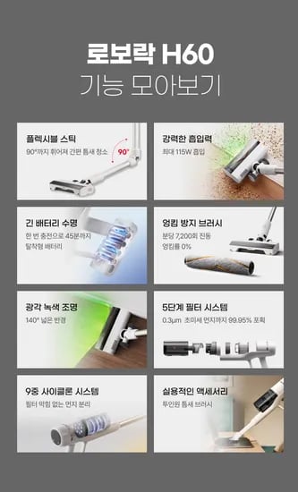 로보락 H60 진동 무선청소기 플렉시블 구부림봉 엉킴방지 브러시