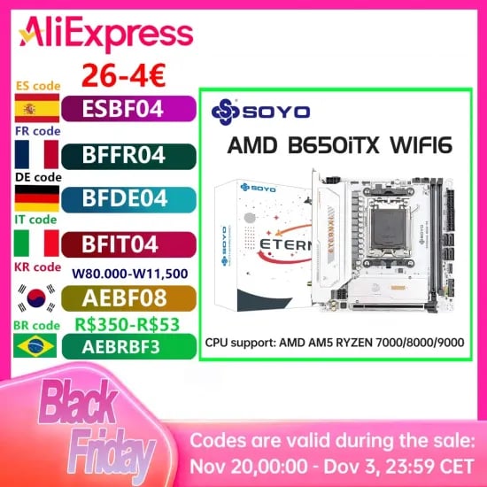 SOYO B650ITX 마더보드 Pcie5.0x16 WIFI6