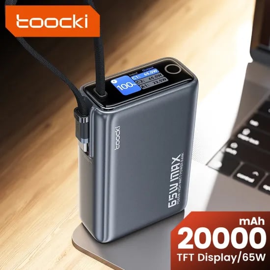 투키 휴대용 파워뱅크 65W 20000mAh PD3.0 디지털 입출력표시