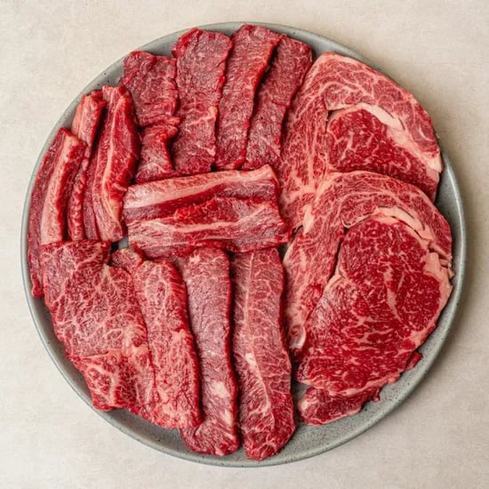 온누리푸드 한우 한판 800g (갈비 400g + 등심 400g)