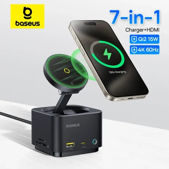 베이스어스 맥세이프 7-in-1 무선 충전 허브 Qi2 15W