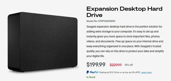 Seagate Expansion 16TB 외장하드 외 24TB 모델