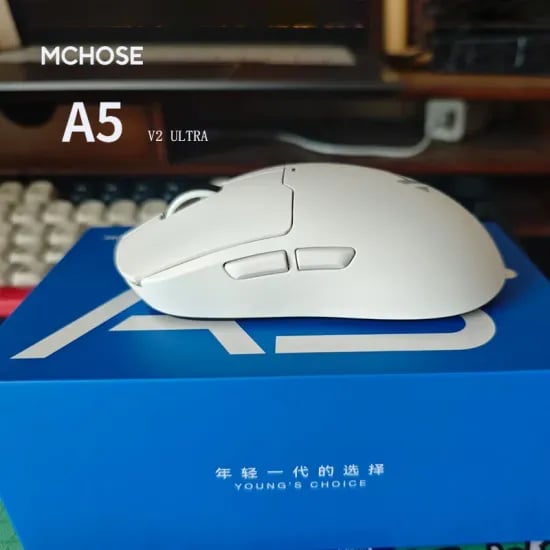 Mchose A5 V2 Ultra 화이트 (무선 4K, 유선 8K 마우스)