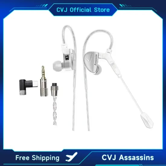 CVJ 어쌔신 실버 유선 게이밍 이어폰 3.5mm C타입