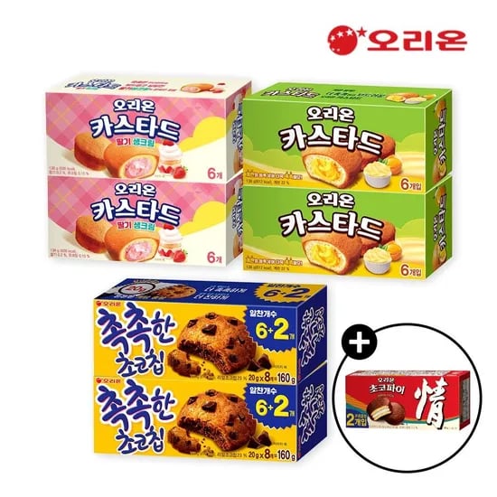 오리온 카스타드 12개 카스타드 딸기 12개 촉촉한 초코칩 16개