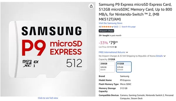 삼성 P9 microSD 익스프레스 카드 512GB