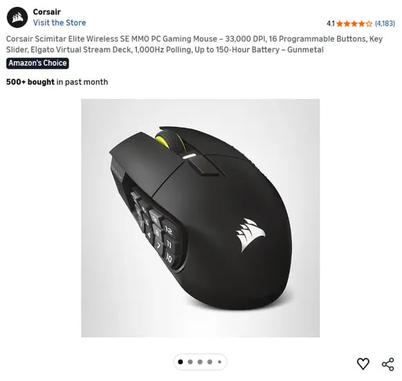 CORSAIR SCIMITAR RGB 엘리트 SE 무선 마우스