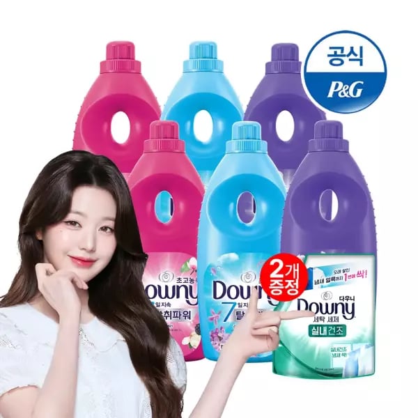 T멤버십 다우니 초고농축 섬유유연제 탈취파워 1L 6개 모음 + 유연제 200ml 2개 증정