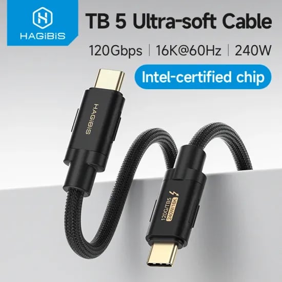 Hagibis Thunderbolt 5 케이블 최대 120Gbps 대역폭 부스트 240W 충전