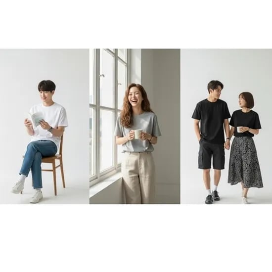남녀공용 라운드/브이넥/카라넥 면티셔츠 8벌