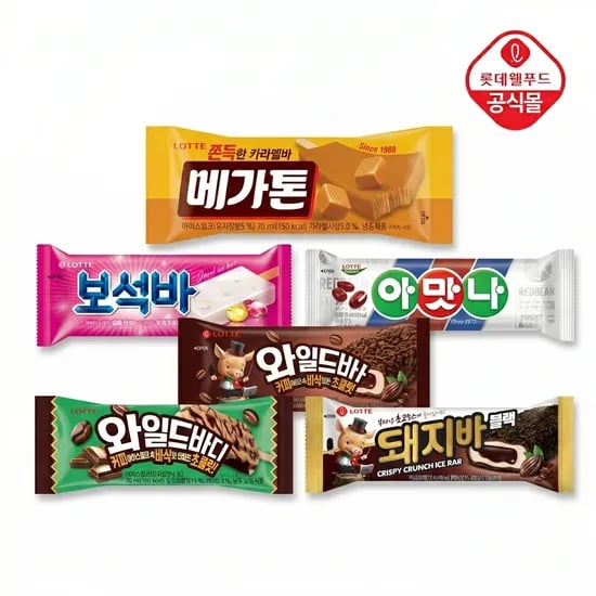 롯데 메가톤바/보석바/스크류바/와일드바디 총 40개 (24,830원/무료)