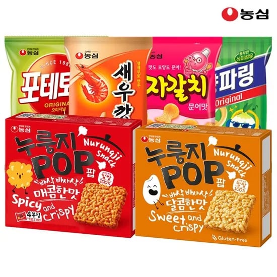 누룽지팝2개+자갈치2개+포테토칩2개+양파링2개 (11,230원/무료)