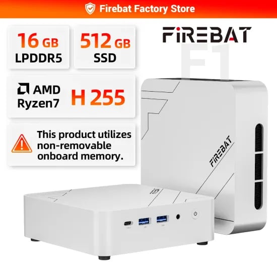 FIREBAT F1 미니PC (H255, 16GB, 512GB) 메모리/SSD 포함