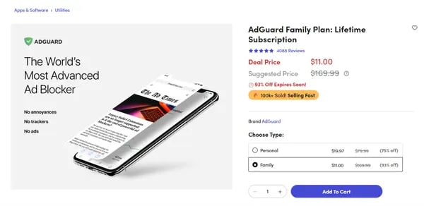 ADGUARD 애드가드 광고차단 패밀리 평생 라이센스