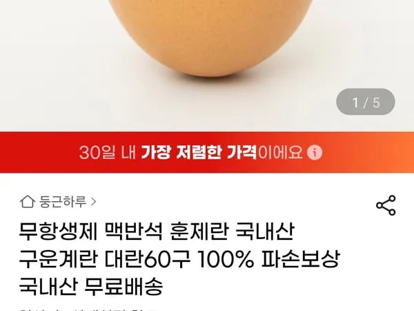 무항생제 맥반석 훈제란 국내산 구운계란 대란 60구