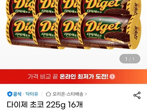 다이제 초코 225g 16개