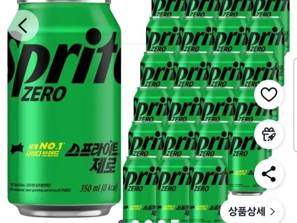 스프라이트 제로 사이다, 350ml, 24개(11,990원/무료)
