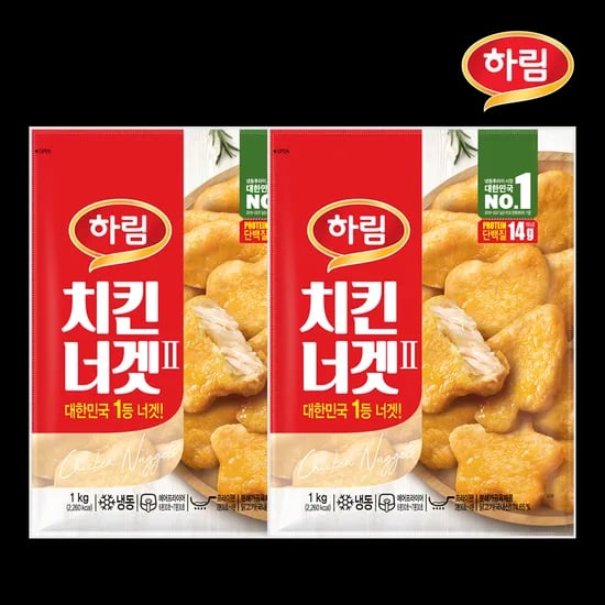 하림 치킨너겟2 1kg 2봉 (멤버십 17,730원/무료)