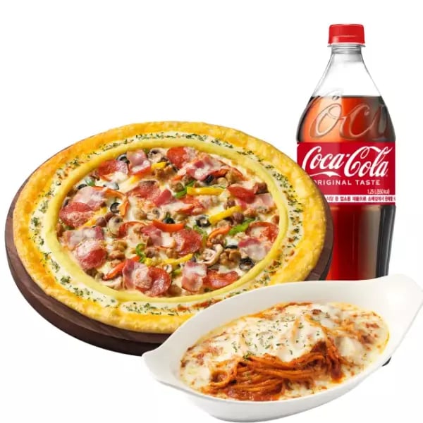 피자헛 수퍼스프림리치골드L+치즈파스타+콜라1.25L (23,150원)
