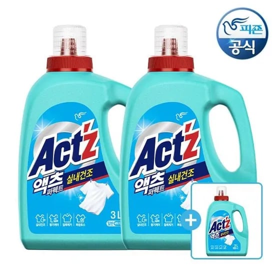 액츠 실내건조 세탁세제 3L 용기 2+1개 (14,900원/무료)