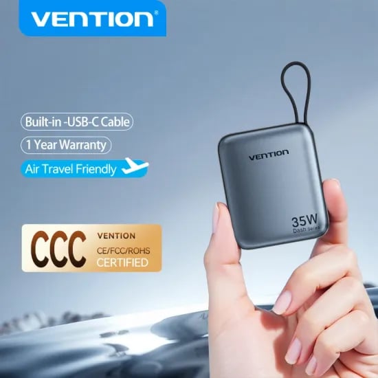 벤션 ccc 인증 초소형 35W 10000mAh 보조배터리 $12.78