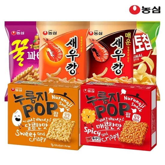 농심 누룽지팝 4개+누룽지팝매콤한맛 4개 (15,390원/무료)