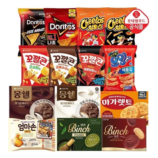 롯데 곽과자 1개+봉지과자 5개 골라담기 (11,890원/무료)