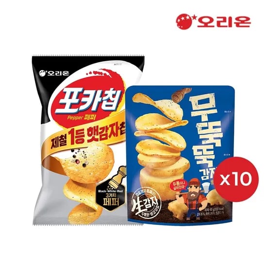 오리온 포카칩트리플페퍼+무뚝뚝감자칩통후추소금20개(21,230원/무료)