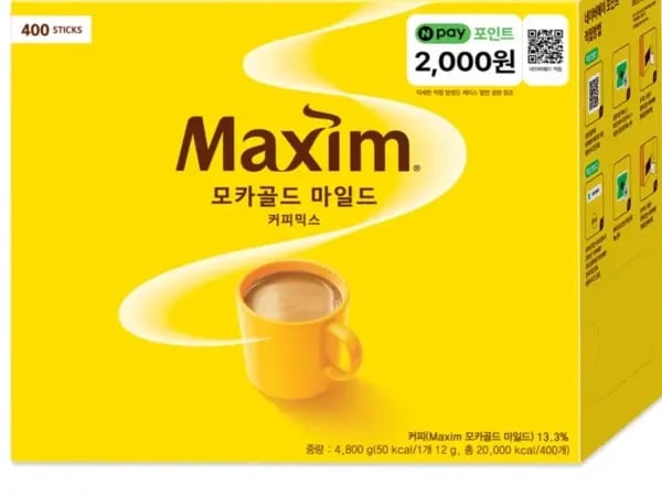 맥심 모카골드 커피믹스 400개(네이버페이증정)(48,600원/무료)